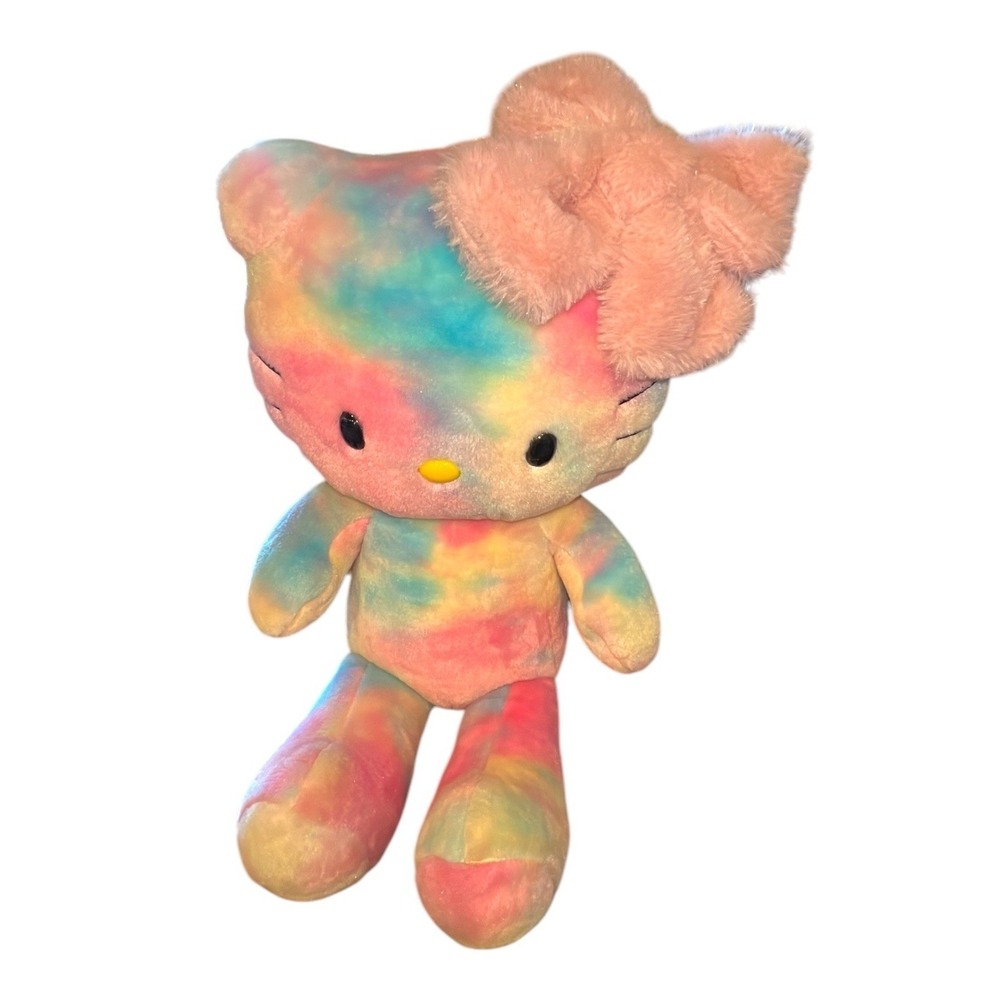 2014 BAB Hello Kitty Sanrio 19"‎ Watercolor Tie Dye Plush Box Kawaii Rainbow Bow